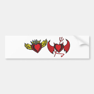 Autocollant De Voiture Coeurs d'ange et de diable