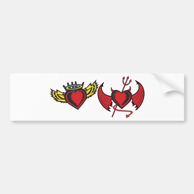 Autocollant De Voiture Coeurs d'ange et de diable (Devant)