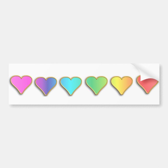 Autocollant De Voiture Coeurs d'arc-en-ciel de KRW (Devant)