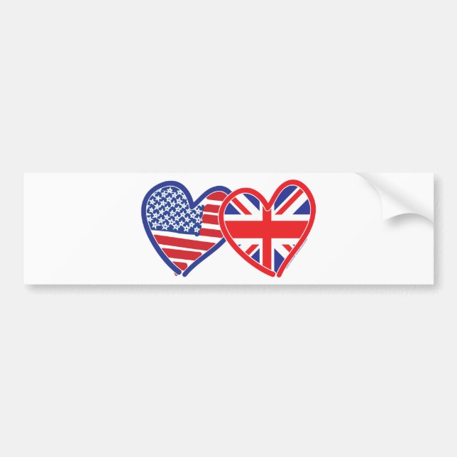 Autocollant De Voiture Coeurs du drapeau américain/Union Jack (Devant)