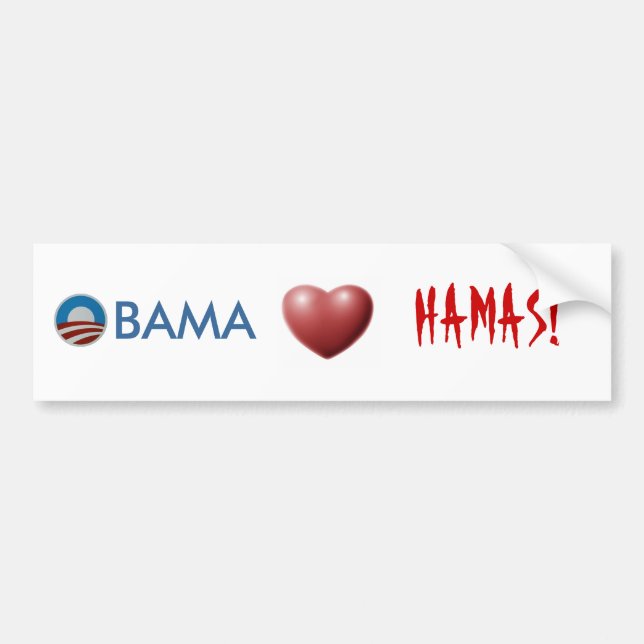 Autocollant De Voiture Coeurs Hamas d'Obama ! Adhésif pour pare-chocs (Devant)