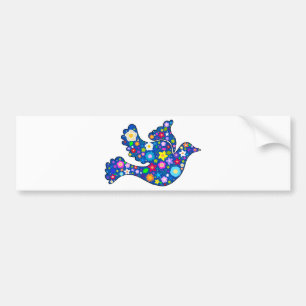 Autocollant De Voiture Colombe bleue de paix faite de fleurs décoratives