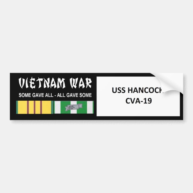AUTOCOLLANT DE VOITURE COMBATTANT D'USS HANCOCK VIETNAM (Devant)