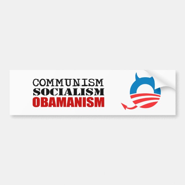 AUTOCOLLANT DE VOITURE COMMUNISME, SOCIALISME, OBAMANISM (Devant)