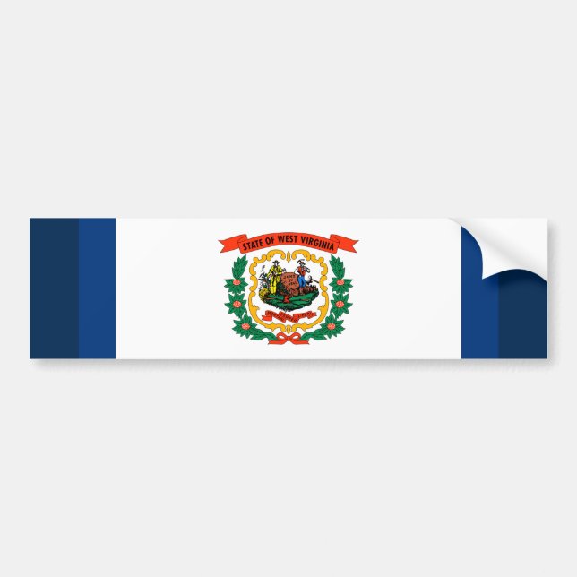 Autocollant De Voiture Conception du drapeau de l'État de Virginie-Occide (Devant)