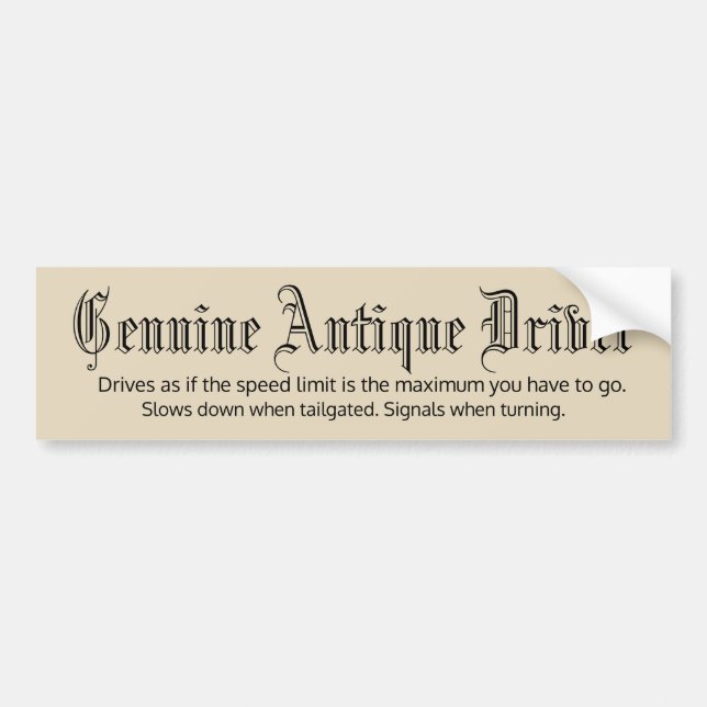 Autocollant De Voiture Conducteur antique véritable (Devant)