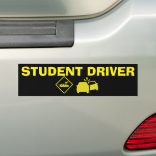 AUTOCOLLANT DE VOITURE CONDUCTEUR ÉTUDIANT JAUNE - JAUNE CRASH