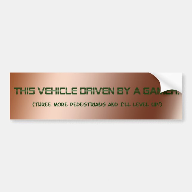 Autocollant De Voiture "Conduit adhésif pour pare-chocs par Gamer" (Devant)