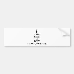 Autocollant De Voiture CONSERVER CALME et AMOUR NOUVEAU HAMPSHIRE