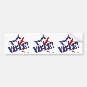 Autocollant De Voiture Contrôle Rouge Bleu VOTE avec Étoile du Drapeau Am