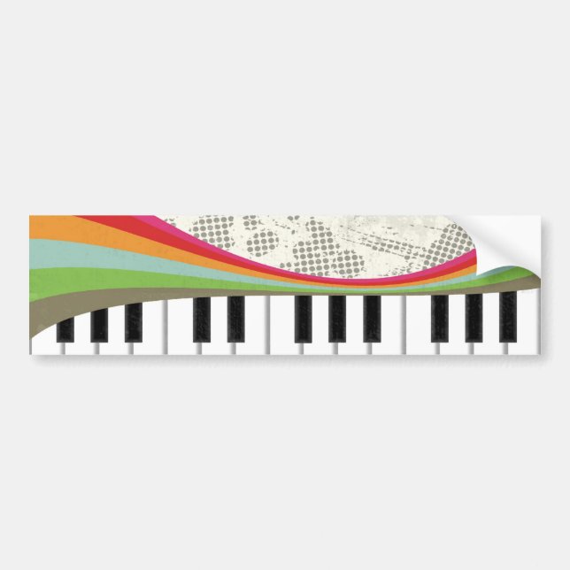 Autocollant De Voiture Cool génial piano tendance couleurs rétro rayures (Devant)