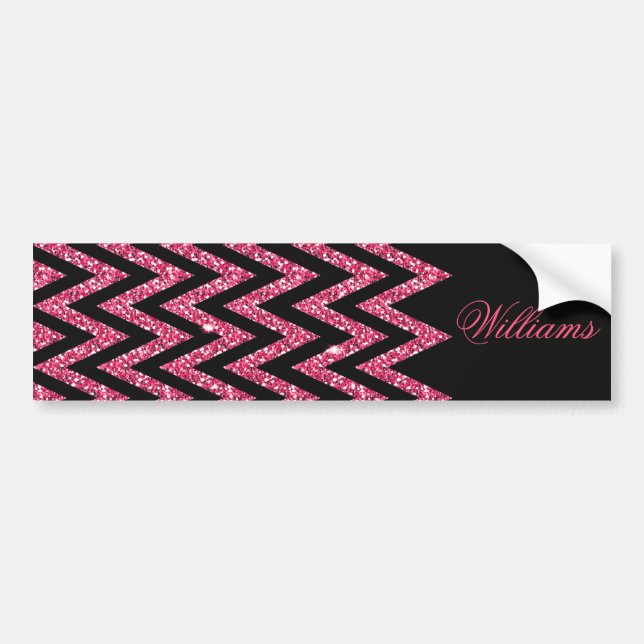Autocollant De Voiture Cool tendance chevron zigzag teinte rose vif parti (Devant)
