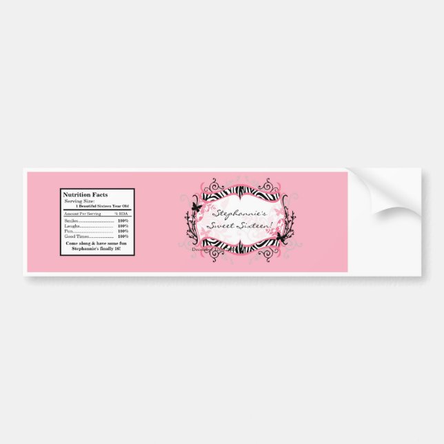 Autocollant De Voiture Copie Girly de zèbre de papillon d'étiquette de (Devant)