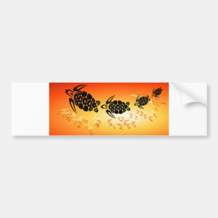 Autocollant De Voiture Coucher du Soleil-Bulle-Tortue