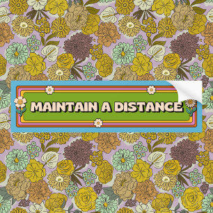 Autocollant De Voiture Couleur rétro "Maintenir une distance" Flower Powe