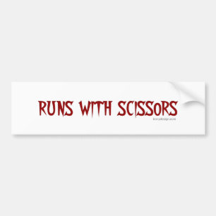 Autocollant De Voiture Courses avec des ciseaux Bumpersticker