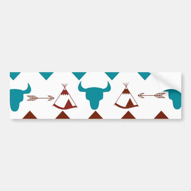 Autocollant De Voiture Crânes rouges de Tipi de Chevron de turquoise de (Devant)