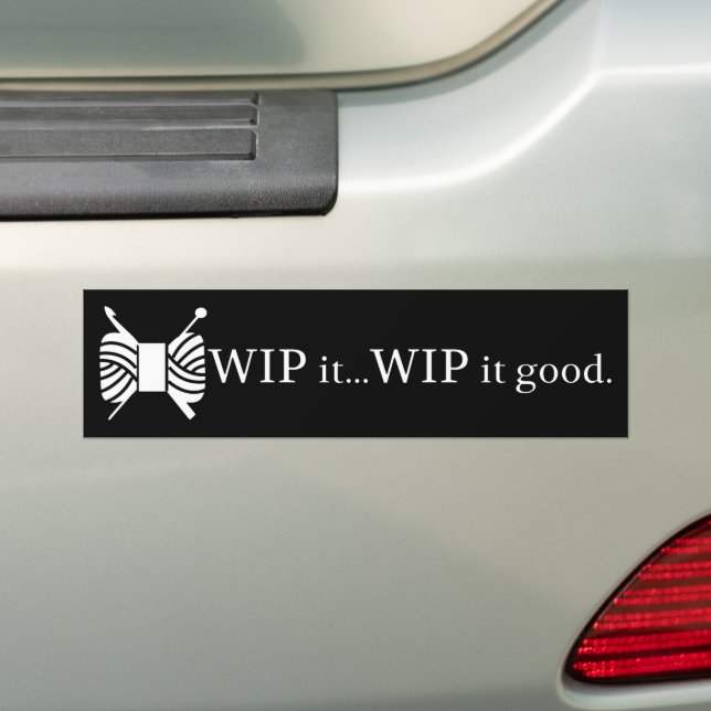Autocollant De Voiture Crochet & Tricot WIP It Good Yarn Crafts {Dark} (En voiture)