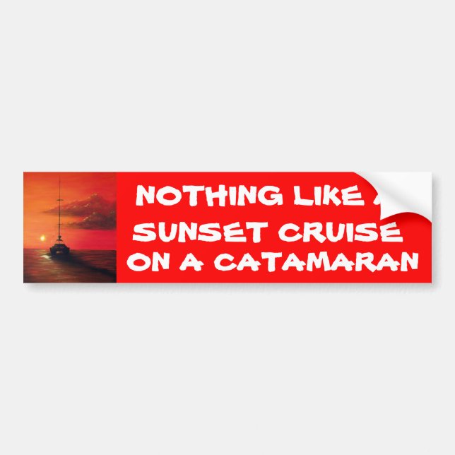 Autocollant De Voiture Croisière de coucher du soleil sur un catamaran (Devant)
