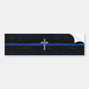 Autocollant De Voiture Croix de la ligne bleue mince
