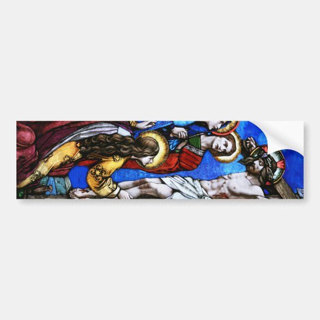 Autocollant De Voiture Crucifixion d'art en verre souillé de Jésus-Christ (Devant)