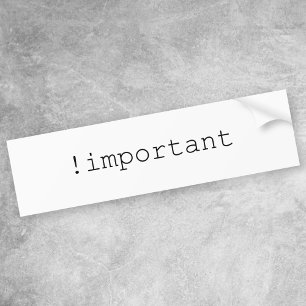 Autocollant De Voiture CSS Important Declaration