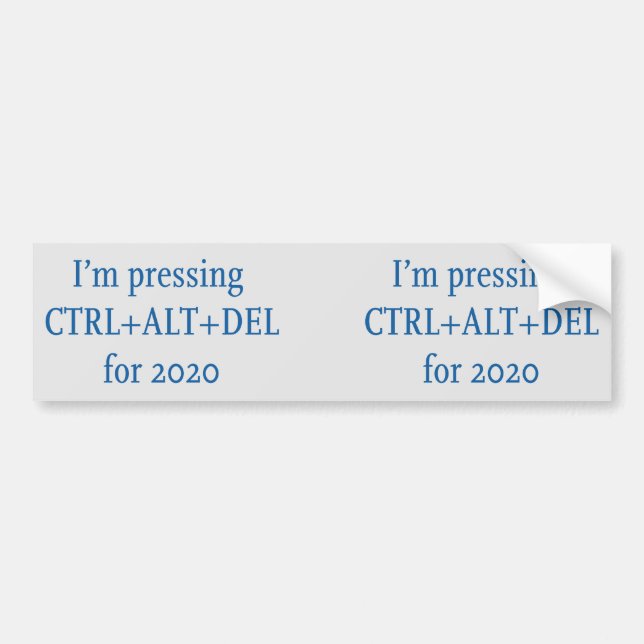 AUTOCOLLANT DE VOITURE CTRL + ALT + DEL 2020 (Devant)