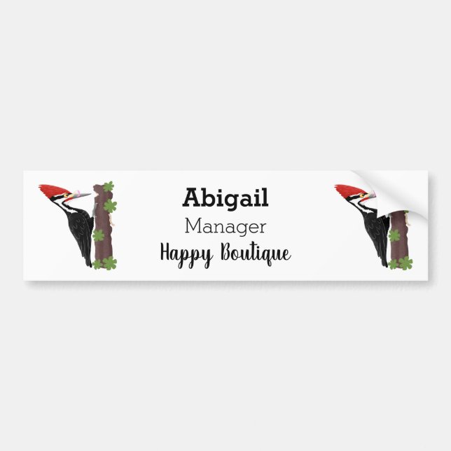 Autocollant De Voiture Cue drôle Pileated woodpecker dessin d'illustratio (Devant)