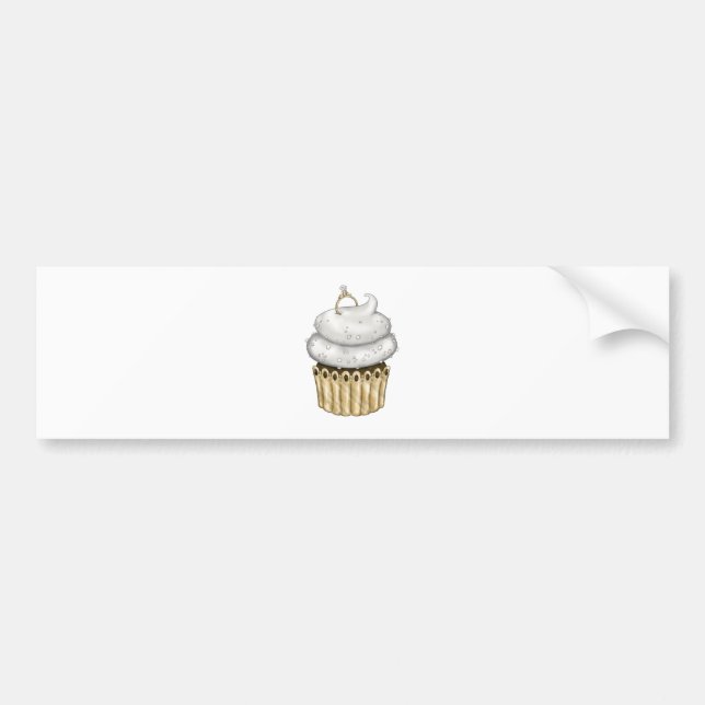 Autocollant De Voiture Cupcake Fiançailles doux (Devant)