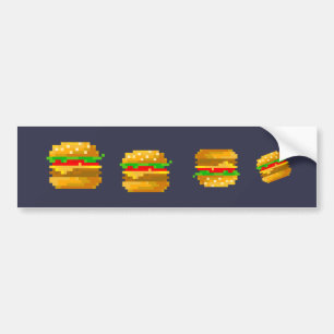 Autocollant De Voiture Cute 8 bits Burger Colorful Fast Food Fun Pixel Ar