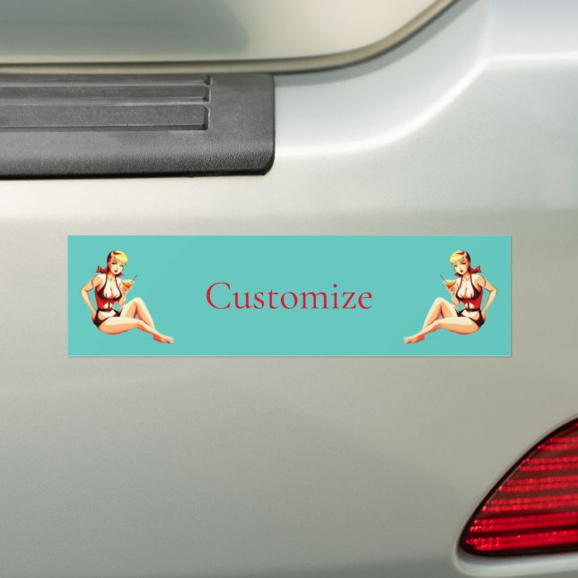 Autocollant De Voiture Cute Blonde Martini Bikini Girl Thunder_Cove (En voiture)