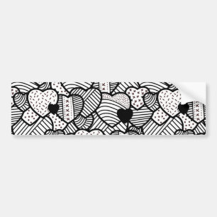 Autocollant De Voiture Cute noir blanc coeurs motif
