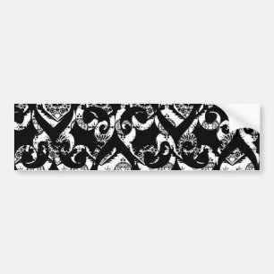 Autocollant De Voiture Cute noir blanc Coeurs vintages design arrière - p