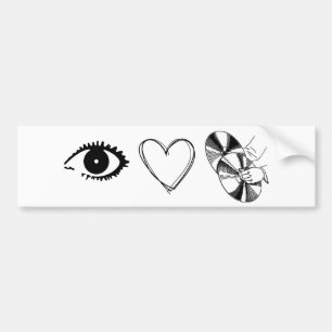 Autocollant De Voiture Cymbales de l'oeil coeur J'aime les cymbales Amusi