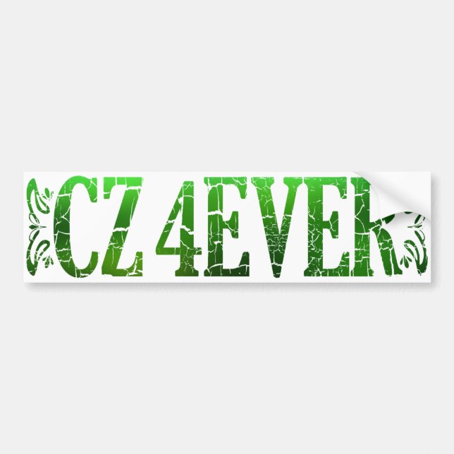 Autocollant De Voiture CZ 4 JAMAIS en vert texturé (Devant)