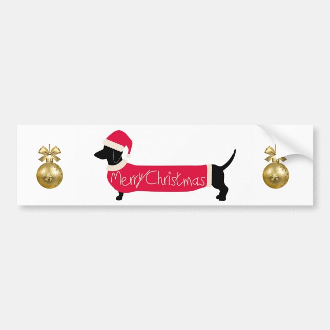 Autocollant De Voiture Dachshund Chien voeux de Noël (Devant)