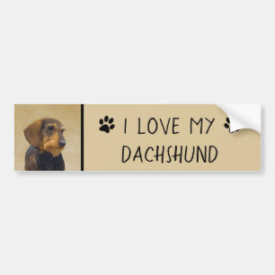 Autocollant De Voiture Dachshund (Wirehaired) Painting Original Dog Art