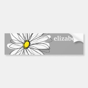 Autocollant De Voiture Daisy tendance avec gris et jaune