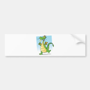 Autocollant De Voiture Danse de respiration de dragon du feu vert heureux