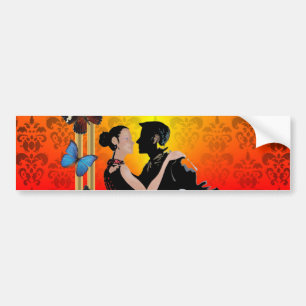 Autocollant De Voiture Danseurs de tango romantiques sur damask