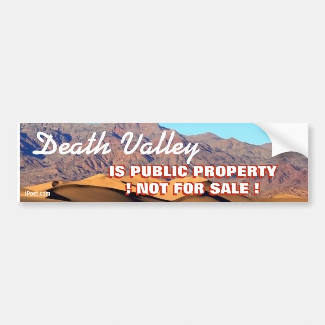 AUTOCOLLANT DE VOITURE DEATH VALLEY EST PROPRIÉTÉ PUBLIQUE PAS EN VENTE (Devant)