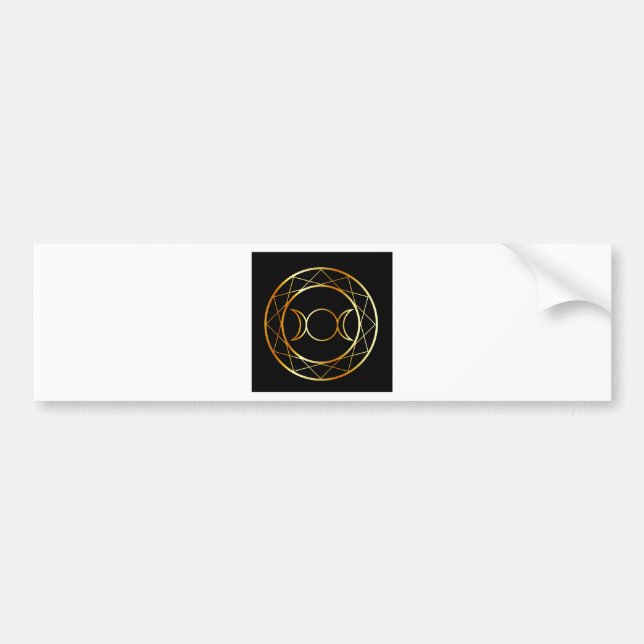Autocollant De Voiture Déesse de triple de symbole de Wiccan d'or (Devant)