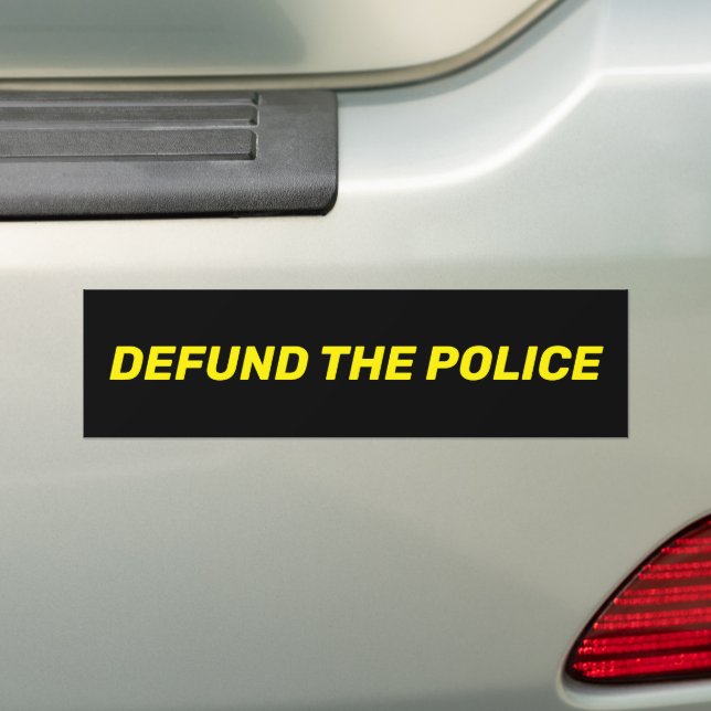 Autocollant De Voiture Defund La police typographie jaune noir moderne (En voiture)