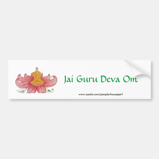 Autocollant De Voiture Détail de méditation de Lotus, Jai Guru Deva OM (Devant)