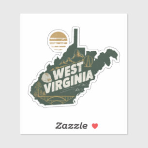 Autocollant de voiture d'État Retro West Virginia