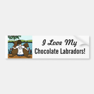 Autocollant De Voiture Deux chocolat Labradors et maman
