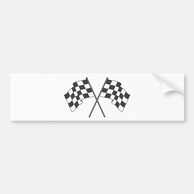 Autocollant De Voiture Deux ont croisé les drapeaux checkered (Devant)