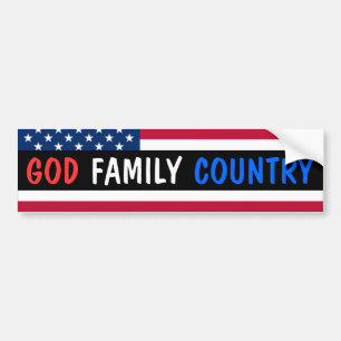 Autocollant De Voiture Dieu, famille, pays