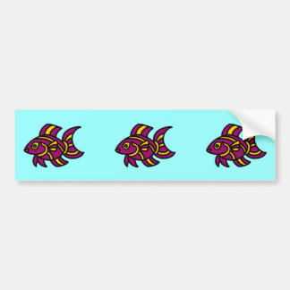 Autocollant De Voiture Ditzyfish pourpre avec les rayures jaunes