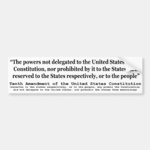 Autocollant De Voiture Dixième amendement à la constitution d'Etats-Uni